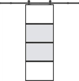 vidaXL tolóajtó vasalatokkal 76x205 cm edzett üveg&Alumínium