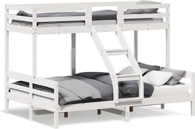vidaXL fehér tömör fenyőfa emeletes ágy 80 x 200/140 x 200 cm