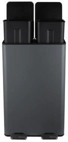 Sötétszürke acél szelektív pedálos szemetes 2x30 l Aliya – Spirella