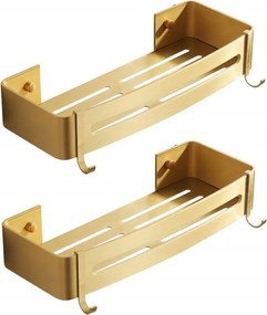 Fürdőszoba polc fúrás nélkül ragasztóval 2db arany