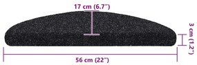 10 db öntapadós lépcsőszőnyeg 56 x 17 x 3 cm fekete félkör alakú