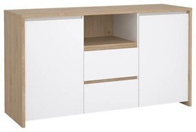 Fehér-natúr színű komód tölgyfa dekorral 149x84x48 cm Next – Tvilum