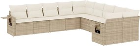 vidaXL 10 részes bézs polyrattan kerti ülőgarnitúra párnával