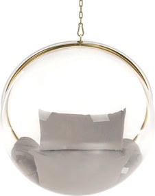 Függő fotel, átlátszó/arany/szürke, BUBBLE NEW TYP 1