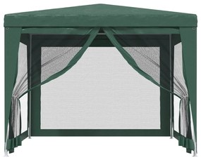 zöld HDPE rendezvénysátor 4 hálós oldalfallal 3x3 m