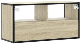 sonoma tölgy színű szerelt fa és fém TV-szekrény 80x31x39,5 cm
