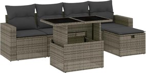 vidaXL 6 részes szürke polyrattan kerti ülőgarnitúra párnákkal