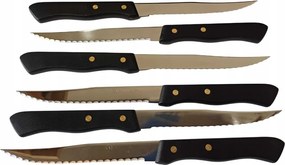 Serie 197 steak kés készlet, 6 darabos, fekete, fogazott pengékkel, 11,5 cm, dobozban
