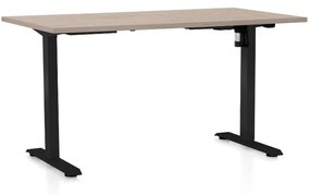 OfficeTech A állítható magasságú asztal, 140 x 80 cm, fekete alap, tölgy