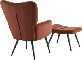 Fotel lábtartóval, barna Velvet szövet/fekete, HABEN