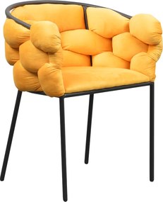 Étkezőszék, sárga Velvet szövet/fekete, DOROTA