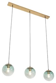 Art Deco függesztett lámpa sárgaréz, zöld üveggel, 3 lámpával - Pallon Mezzi