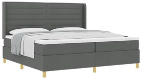 Boxspring Ágy Matrac Bőrhatás Szürke 200x200 cm
