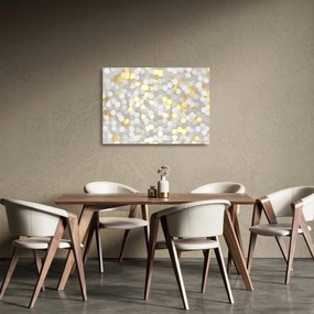 Kép - Arany és fehér hatszögek (üvegen) (70x50 cm)