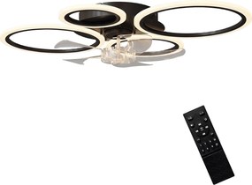 HOMCOM 77 cm LED mennyezeti ventilátor-lámpa — csendes, távirányítós, 6 sebesség, 3 színhőmérséklet, DC motor, időzítő — fekete | Aosom