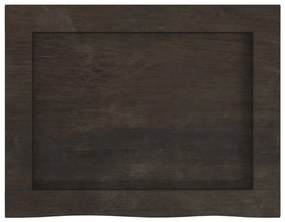 sötétbarna kezelt tömör tölgyfa fali polc 40x30x(2-4) cm