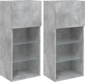 vidaXL 2 db betonszürke TV-szekrény LED-világítással 40,5 x 30 x 90 cm