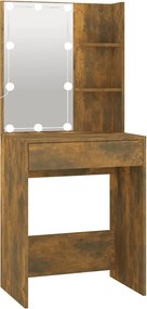 vidaXL füstös tölgy színű LED-es fésülködőasztal 60 x 40 x 140 cm