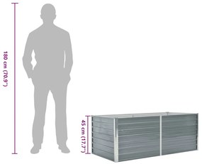 szürke horganyzott acél kerti magaságyás 160 x 80 x 45 cm