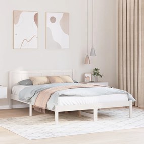 Fehér Fenyő Ágykeret Fehér Fa 150 x 200 cm Tartós