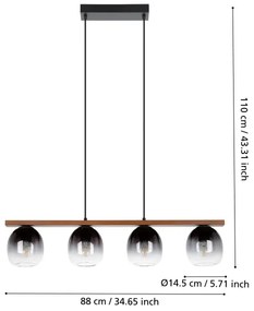 Eglo 900186 - Csillár zsinóron FILAGO 4xE27/40W/230V