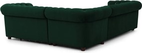 Zöld bársony kinyitható sarokkanapé (jobb oldali-L alakú) York Blik – Ropez