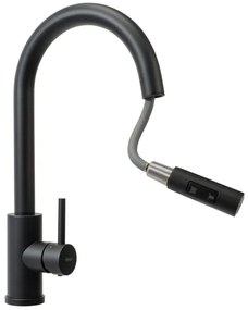 REA-B9147 - FRESH kihúzható zuhanyfejes mosogatócsaptelep, 39,5 cm, matt fekete
