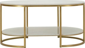 Fehér-aranyszínű dohányzóasztal márvány asztallappal 60x90 cm Izmir – Mauro Ferretti