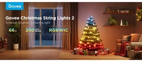 Govee - LED RGBICW kültéri karácsonyi lánc 2700-6500K 20m Wi-Fi Matter IP66