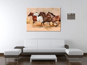 Gario Vászonkép Gyönyöru lovak állománya Méret: 100 x 70 cm