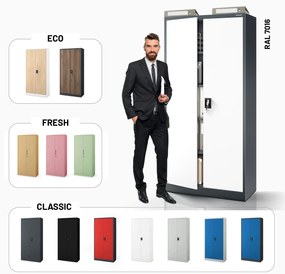 Fém iratszekrény JAN, 900 x 1850 x 400 mm, antracit-fehér