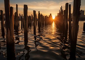 Poszter 100x70cm Naplemente a cölöpöknél