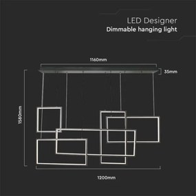 LED Dimmelhető csillár zsinóron LED/45W/230V 3000K fekete