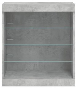 betonszürke tálalószekrény LED-világítással 60,5 x 37 x 67 cm