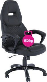 Irodai szék, fekete műbőr, teherbírás 150 kg, HEVYR