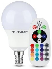 LED lámpa , égő , kis gömb , E14 , 3.5W , dimmelhető , RGBW , W=természetes fehér , távirányítóval