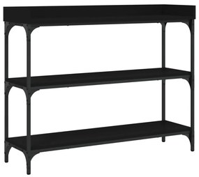 fekete tálalóasztal polcokkal 100 x 30 x 80 cm