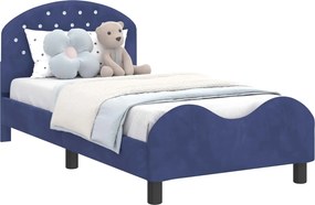vidaXL Gyerekágy kerettel Rendőrségi kék 80 x 160 cm Bársony