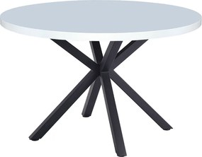 Étkezőasztal, fehér matt/fekete, átmérő 120 cm, MEDOR