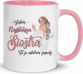 Bögre Fehér 330ml Rózsaszín Belső Nővér Legidősebb Nővér Különböző Minták