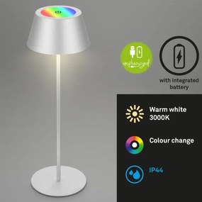 Brilo - RGB LED újratölthető érintésvezérelt asztali lámpa KIKI LED/2,6W/5V IP44 2600 mAh ezüst