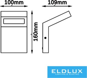 ELDLUX 954WA-H160-GN Modern Kültéri Fali Lámpa IP44