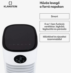 Klarstein Skytower Grand Smart, léghűtő, 80 W, 480 m³/ó, 6 liter, hordozható
