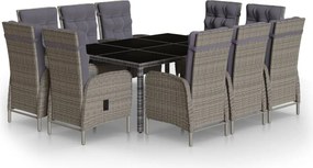 vidaXL 11 részes szürke polyrattan kerti étkezőgarnitúra