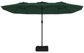 zöld dupla tetős napernyő LED-ekkel 449x245 cm