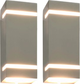 vidaXL 2 db ezüstszínű négyszögű kültéri fali lámpa 35 W