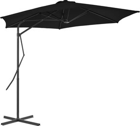 vidaXL fekete kültéri napernyő acélrúddal 300 x 230 cm