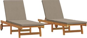 vidaXL Napozó 2-személy 2 pcs Barna Tömör Akácfa