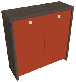 Verno közepes szekrény 128 x 46 x 130 cm, üvegajtó, antracit tölgy / narancs