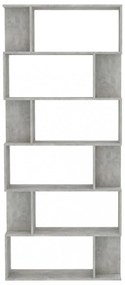 betonszürke szerelt fa könyvszekrény/térelválasztó 80x24x192 cm